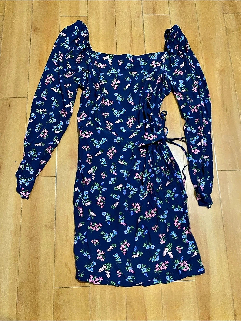 LOFT Floral Mini Dress Blue & Pink Size 2 Like New